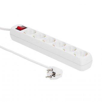 W128812636 MicroConnect 6-way Schuko Power Strip on/off switch 1.5M, White 