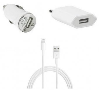 CoreParts Charger set for iPhone 5, White 