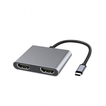 MicroConnect Adaptateur USB-C vers 2 x HDMI, 0,15 m, Gris, MST 