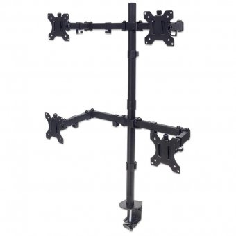 Manhattan Tv & Monitor Mount, Desk, Double-Link Arms, 4 Screens, Screen Sizes: 10-27", Black 