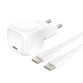 Belkin BOOST CHARGE adaptateur secteur - compact - 24 pin USB-C - 20 Watt - avec câble USB-C (1 m) 