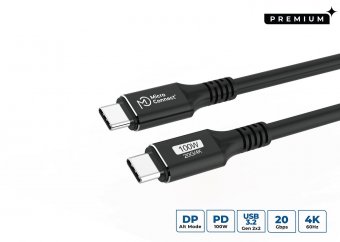 MicroConnect Câble USB-C 3.2 Gen 2x2 premium, 100W, 20Gbps, 7m 