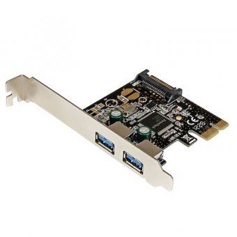 StarTech.com Carte contrôleur PCIe à 2 ports USB 3.0 - Adaptateur PCI Express 2x USB Super Speed avec alimentation SATA - Adaptateur USB - PCIe - USB 3.0 x 2 - pour P/N: S3510SMU33, USB3S2ESATA3 