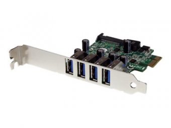 StarTech.com Carte contrôleur PCI Express à 4 ports USB 3.0 SuperSpeed - Adaptateur PCIe 4x USB A (F) avec UASP et alimentation SATA - Adaptateur USB - PCIe - USB 3.0 x 4 - pour P/N: BNDTB10GI, BNDTB210GSFP, BNDTB410GSFP, BNDTB4M2E1, BNDTBUSB3142, HBS304A 