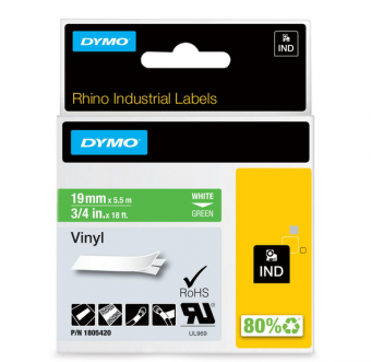 DYMO Étiquettes en vinyle IND, 19mm x 5.5m 