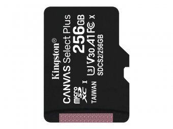Kingston Canvas Select Plus - Carte mémoire flash - 256 Go - A1 / Video Class V30 / UHS Class 3 / Class10 - microSDXC UHS-I 