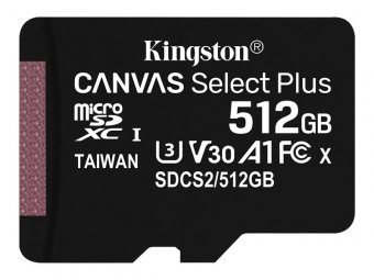 Kingston Canvas Select Plus - Carte mémoire flash - 512 Go - A1 / Video Class V30 / UHS Class 3 / Class10 - SDXC UHS-I 
