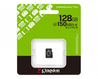 Kingston Canvas Select Plus - Carte mémoire flash (adaptateur microSDXC vers SD inclus(e)) - 128 Go - A1 / Video Class V10 / UHS-I U1 / Class10 - microSDXC UHS-I 