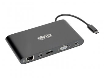 Tripp Lite Station d'accueil USB-C avec HDMI, VGA, mDP, USB-A, Gigabit Ethernet, SD, 3,5 mm et charge PD, compatible Thunderbolt 3, 4K à 30 Hz - Station d'accueil - USB-C - VGA, HDMI, Mini DP - 1GbE 