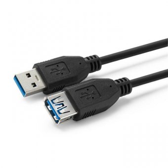 MicroConnect USB3.0 A-A, 2m, M-F, Black 