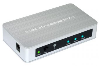 MicroConnect Slim 3x1 HDMI2.0 Aluminium 4K 60HZ/HDCP 2.2 Switcher 