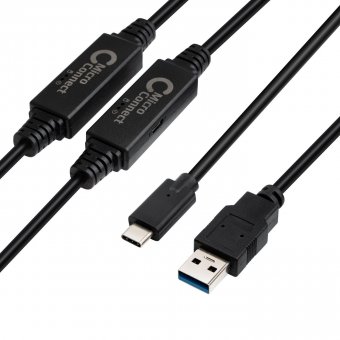 MicroConnect USB3.0 A to USB-C Gen1 Cable - 10m Cable, 5 Gbit/s 