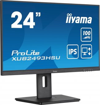 iiyama ProLite XUB2493HSU-B6 - Écran LED - 24" (23.8" visualisable) - 1920 x 1080 Full HD (1080p) @ 100 Hz - IPS - 250 cd/m² - 1000:1 - 1 ms - HDMI, DisplayPort - haut-parleurs - noir mat 