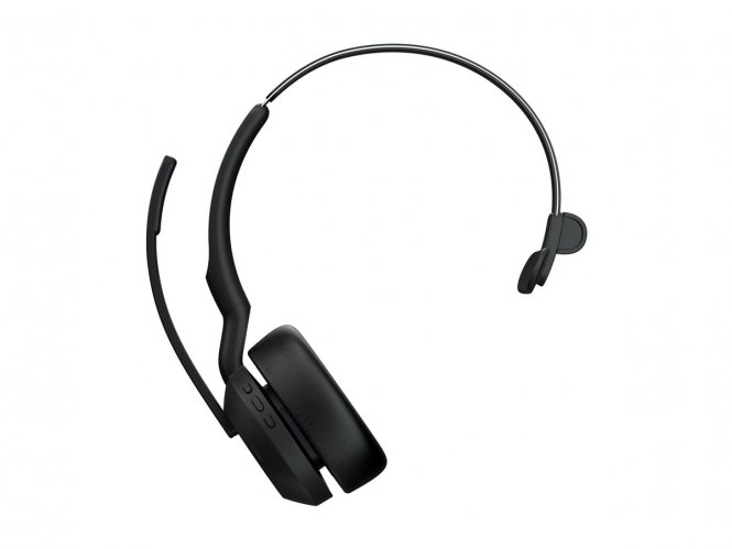 Jabra Evolve2 55 MS Mono - Micro-casque - sur-oreille - Bluetooth - sans fil - Suppresseur de bruit actif - USB-A via adaptateur Bluetooth - noir - avec support de chargement - certifié Zoom, Cisco Webex Certified, Certifié Tencent Meeting, Certifié Alcat 