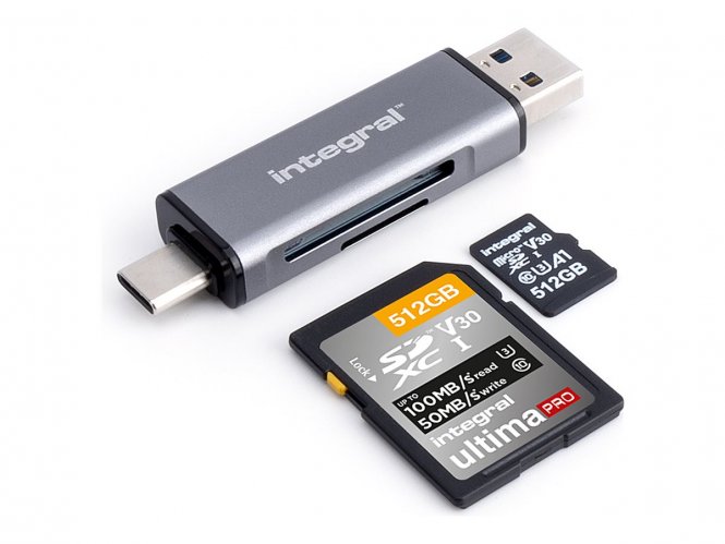 USB3.2 GEN1 (3.1 GEN1,3.0) CARD READER TYPE A & TYPE C DUAL SLOT SD MICRO SD INTEGRAL RETAIL - Ne fonctionne pas avec les cartes UHS1 