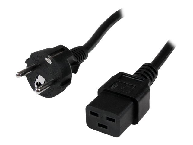 StarTech.com Cordon d'alimentation Schuko CEE7 vers IEC 320 C19 de 2m pour ordinateur - Câble secteur PC CEE7 vers C19 - Mâle / Femelle - Câble d'alimentation - IEC 60320 C19 pour power CEE 7/7 (M) - CA 250 V - 2 m - moulé - noir 