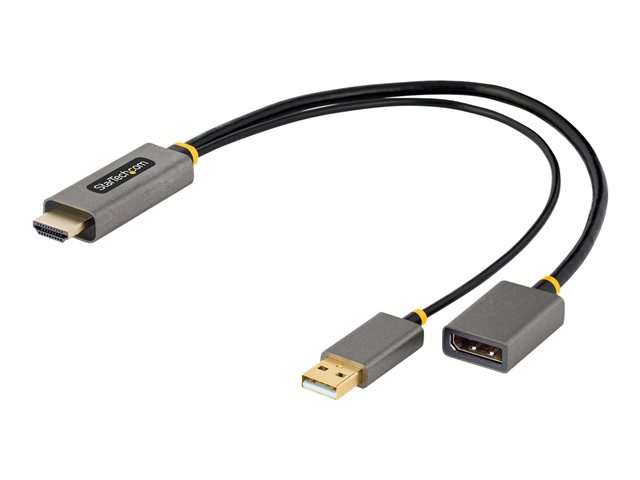 StarTech.com Adaptateur HDMI vers DisplayPort - HDMI 2.0 à DP 1.2, HDR - Câble adaptateur - HDMI, USB (alimentation uniquement) mâle pour DisplayPort femelle - 30 cm - gris, noir - support pour 4K60Hz (3840 x 2160), actif, une directionnelle 