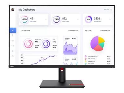 Lenovo ThinkVision T32p-30 - Écran LED - 31.5" - 3840 x 2160 4K - IPS - 350 cd/m² - 1000:1 - HDR10 - 4 ms - HDMI, DisplayPort, USB-C - noir corbeau 