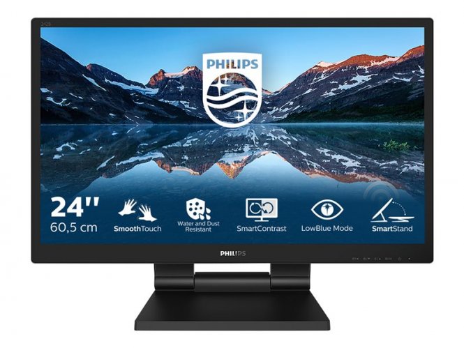 Philips 242B9T - Écran LED - 24" (23.8" visualisable) - écran tactile - 1920 x 1080 Full HD (1080p) @ 60 Hz - IPS - 250 cd/m² - 1000:1 - 5 ms - HDMI, DVI-D, VGA, DisplayPort - haut-parleurs - texture noire 