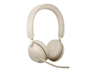 Jabra Evolve2 65 UC Stereo - Micro-casque - sur-oreille - Bluetooth - sans fil - USB-C - isolation acoustique - beige 