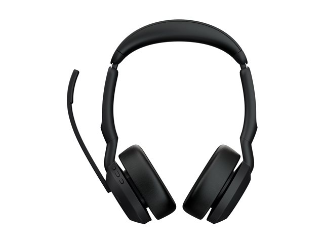Jabra Evolve2 55 UC Stereo - Micro-casque - sur-oreille - Bluetooth - sans fil - Suppresseur de bruit actif - USB-A - noir - Optimisé pour la CU 