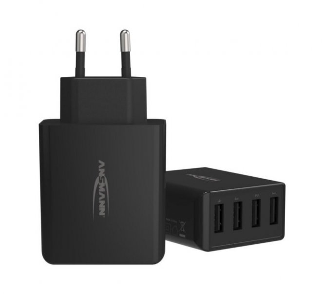 CHARGEUR SECTEUR 4 PORTS USB Type-A NOIR