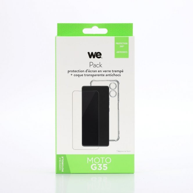 WE PACK verre trempé et coque de protection transparente MOTOROLA MOTO G35 5G 
