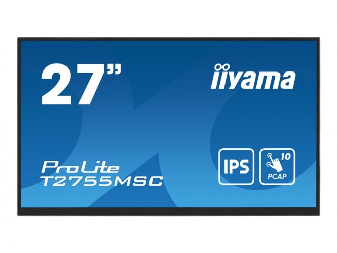 iiyama ProLite T2755MSC-B1 - Écran LED - 27" - écran tactile - 1920 x 1080 Full HD (1080p) @ 60 Hz - IPS - 400 cd/m² - 1000:1 - 5 ms - HDMI, DisplayPort - haut-parleurs - noir, mat 