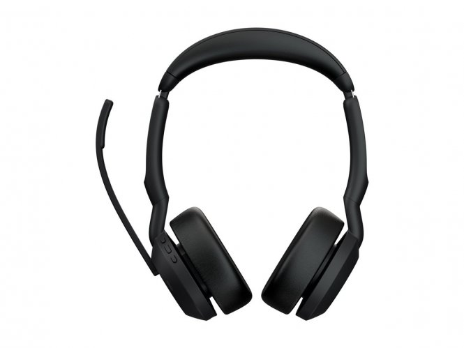 Jabra Evolve2 55 MS Stereo - Micro-casque - sur-oreille - Bluetooth - sans fil - Suppresseur de bruit actif - USB-A - noir - certifié Zoom, Certifié pour Microsoft Teams, Cisco Webex Certified, Optimisé pour la CU, Certifié Alcatel-Lucent, Certifié Avaya, 