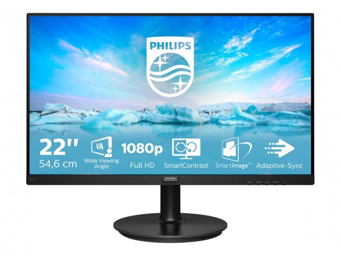 Philips V-line 221V8A - Écran LED - 22" (21.5" visualisable) - 1920 x 1080 Full HD (1080p) @ 75 Hz - VA - 200 cd/m² - 4000:1 - 4 ms - HDMI, VGA - haut-parleurs - noir texturé 