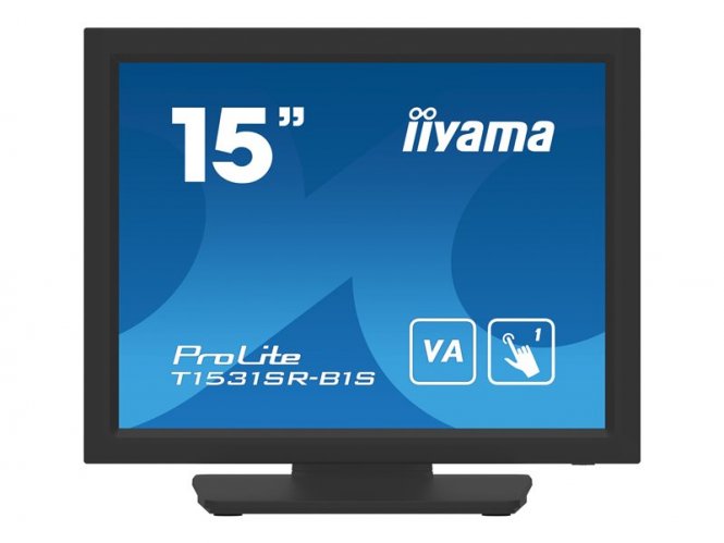 iiyama ProLite T1531SR-B1S - Écran LED - 15" - écran tactile - 1024 x 768 - VA - 350 cd/m² - 2500:1 - 18 ms - HDMI, VGA, DisplayPort - haut-parleurs - noir, mat 