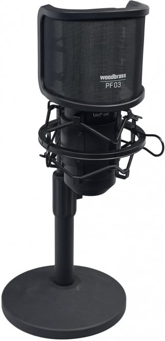 WOODBRASS Bird UM1 Pack Podcast Noir - Microphone USB Cardioïde à Condensateur PC et Mac pour Broadcast et Enregistrement Streaming, Podcasting, Conférence, Home Studio Mao, Voix Off 