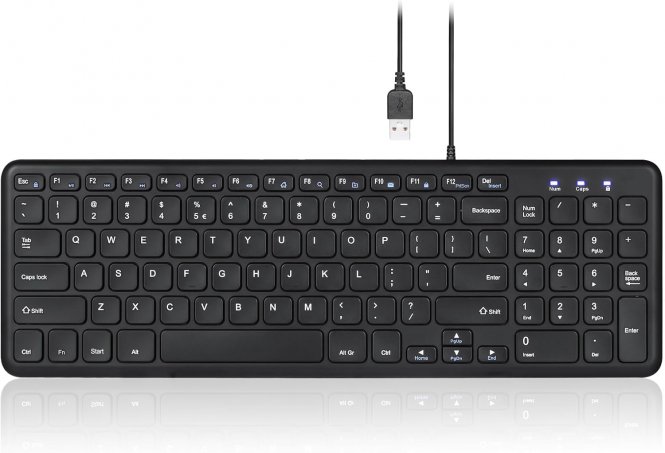 Perixx PERIBOARD-213U, Clavier Compacte Silencieux Filiare ? Clavier Chiclet avec Touches Ciseaux Silencieuses et Touches Multimédia 