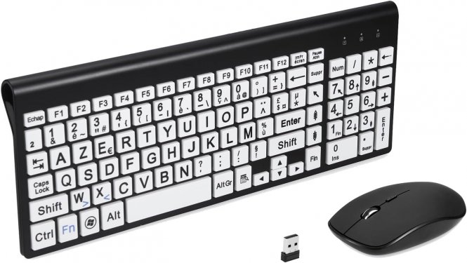 Impression Grand Format Pleine Grandeur 2.4G Clavier et Souris sans Fil, Impression Grand Format surdimensionnée 