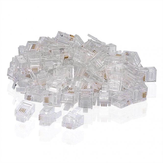 SIENOC 100 PCS RJ11 Plug 6P4C Téléphone Téléphone Modulaire Connecteur Connecteur Crimp 