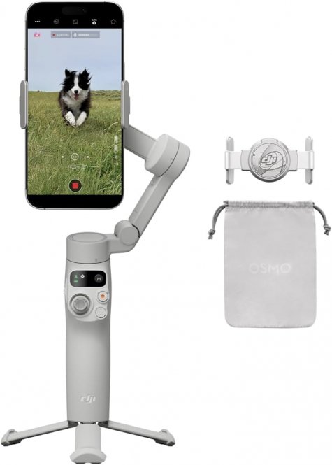 DJI Stabilisateur Nacelle Osmo Mobile 7 pour iPhone, Android, Trépied intégré, Ultra-léger, Nacelle pour téléphone à 3 Axes, ActiveTrack 7.0, ShotGuides 