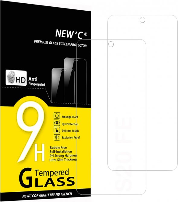 NEW'C Lot de 2, Verre Trempé pour Samsung Galaxy S20 FE / S20 FE 5G, Film Protection écran -sans Bulles d'air -Ultra Résistant (0,33mm HD Ultra Transparent) Dureté 9H Glass 