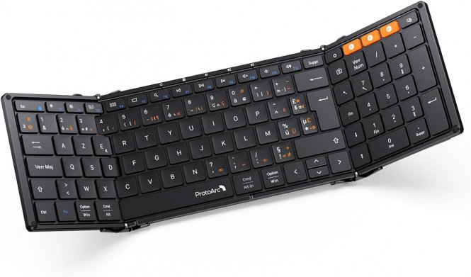 ProtoArc XK01 Clavier Bluetooth Pliable AZERTY avec Pavé Numérique 