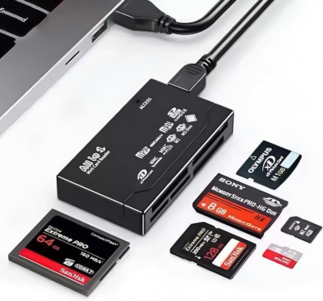 Lecteur de Cartes Mémoire USB 2.0 6 en 1, Adaptateur Carte SD USB Tout-en-Un pour CF, TF, SDHC, MiniSD, Lecteur Multiple Cartes avec Vitesse de Transfert Jusqu'à 480 Mbps