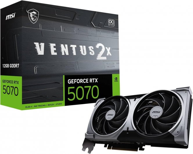 MSI NVIDIA GeForce RTX 5070 12G Ventus 2X OC Carte Graphique - 12 Go GDDR7 (28 GB/s /192 Bits), PCIe 5.0 - Double Ventilateur