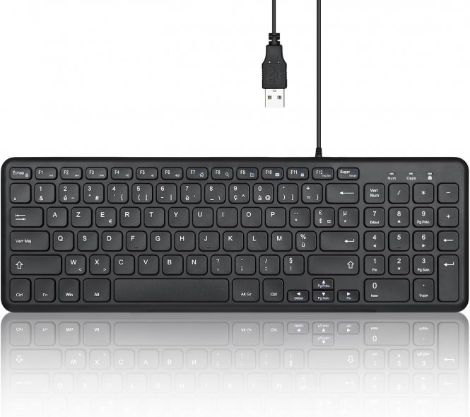 Perixx PERIBOARD-213U, Clavier Compacte Silencieux Filiare ? Clavier Chiclet avec Touches Ciseaux Silencieuses et Touches Multimédia 