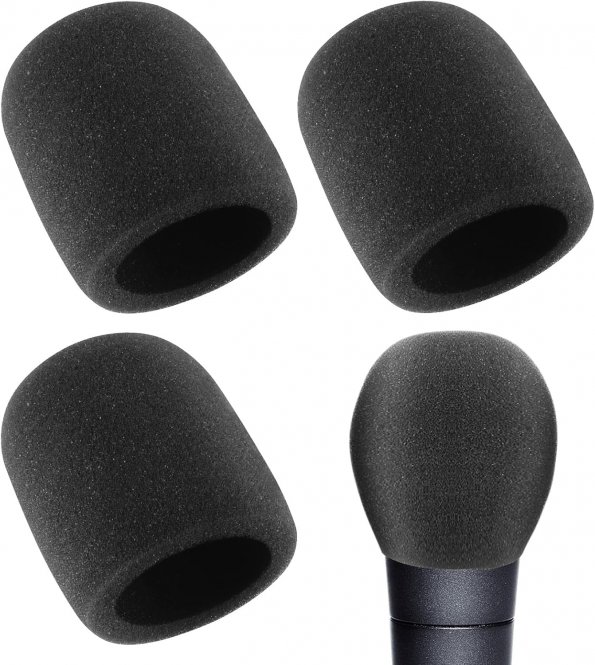 Piriuuo Lot de 3 microphones anti-pop - En mousse élastique - Noir 