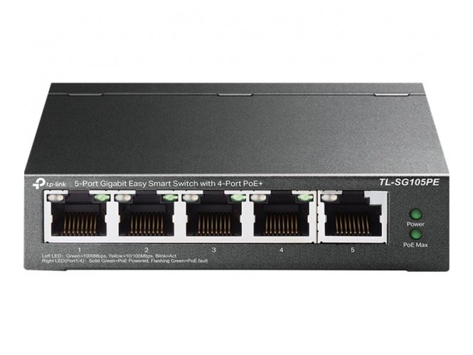 TP-LINK Switch TL-SG105PE 5xGBit 4xPoE+ Unmanaged/Easy Smart MetallgehÃ¤use 