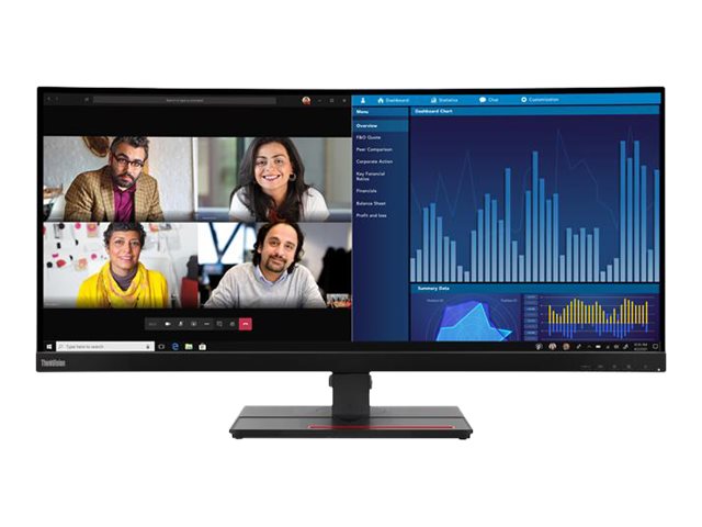 Lenovo ThinkVision P34w-20 - Écran LED - incurvé - 34.14" - 3440 x 1440 UWQHD - IPS - 300 cd/m² - 1000:1 - 4 ms - 2xHDMI, DisplayPort, USB-C - haut-parleurs - noir corbeau - avec webcam ThinkVision MC 50 pour moniteur 