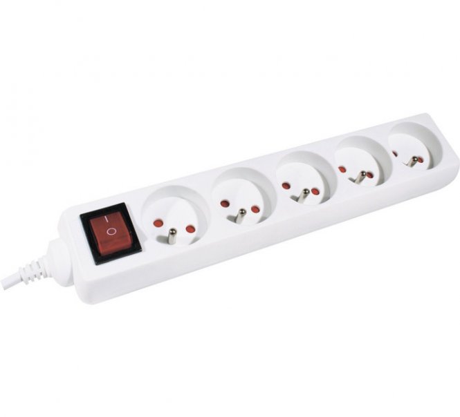 DEXLAN Multiprise 5 prises avec interrupteur blanche - 4 m - disponible 24 / 48h