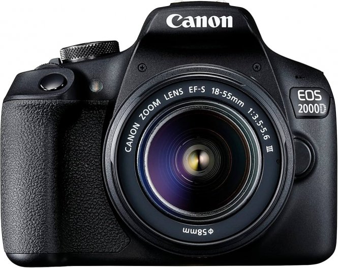 Canon EOS 2000d | Appareil Photo Réflex + (APS-C, 24.1 MP, WiFi, Full HD) + Objectif EF-S 18-55mm f/3,5-5,6 DC III, Noir 