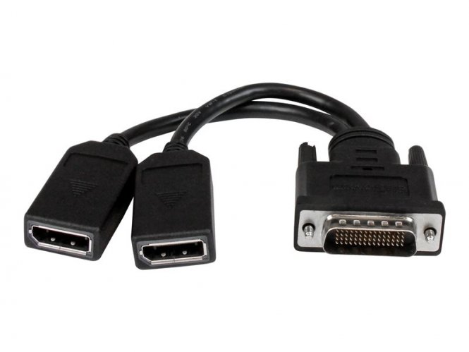 StarTech.com Câble adaptateur DMS-59 (LFH) vers 2x DisplayPort de 20cm - Répartiteur d'écran - DisplayPort (F) pour DMS-59 (M) - 20.3 cm - moulé, vis moletées - noir 