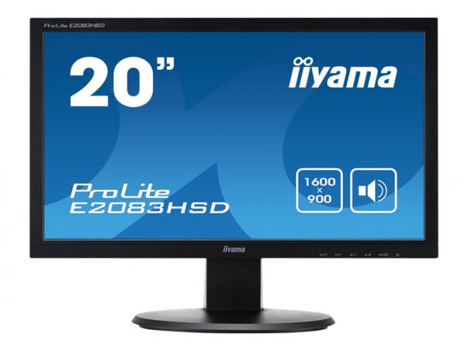 iiyama ProLite E2083HSD-1 - Écran LED - 20" (19.5" visualisable) - 1600 x 900 @ 60 Hz - TN - 250 cd/m² - 1000:1 - 5 ms - DVI-D, VGA - haut-parleurs - noir 