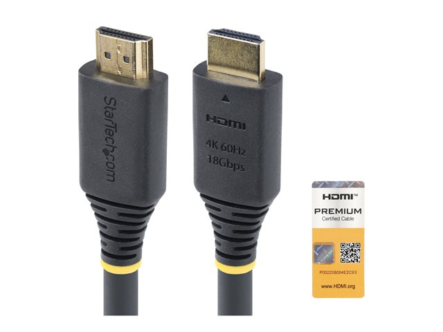 StarTech.com 2m (6.6ft) Premium Certified High Speed HDMI Cable, 4K60Hz - Premium High speed - câble HDMI avec Ethernet - HDMI mâle pour HDMI mâle - 2 m - noir - passif, support pour 4K60Hz 