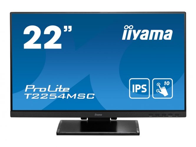 iiyama ProLite T2254MSC-B1AG - Écran LED - 22" (21.5" visualisable) - écran tactile - 1920 x 1080 Full HD (1080p) @ 60 Hz - IPS - 250 cd/m² - 1000:1 - 4 ms - HDMI, DisplayPort - haut-parleurs - noir mat 